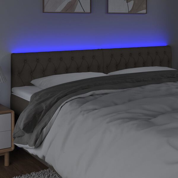 vidaXL T&ecirc;te de lit &agrave; LED Taupe 200x7x78/88 cm Tissu