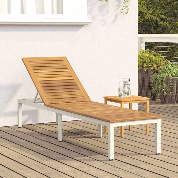 vidaXL Chaise longue Gris 200 x 55 x 35 cm Bois d'acacia massif