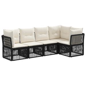 vidaXL Ensemble de canap&eacute; de jardin 5 pc Noir polyrotin