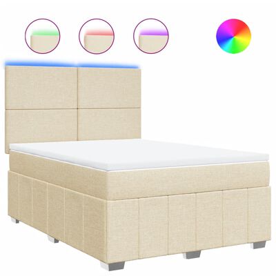 vidaXL Sommier à lattes de lit avec matelas Crème 160x200 cm Tissu