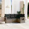 vidaXL Salon de jardin 4 pcs avec coussins gris r&eacute;sine tress&eacute;e