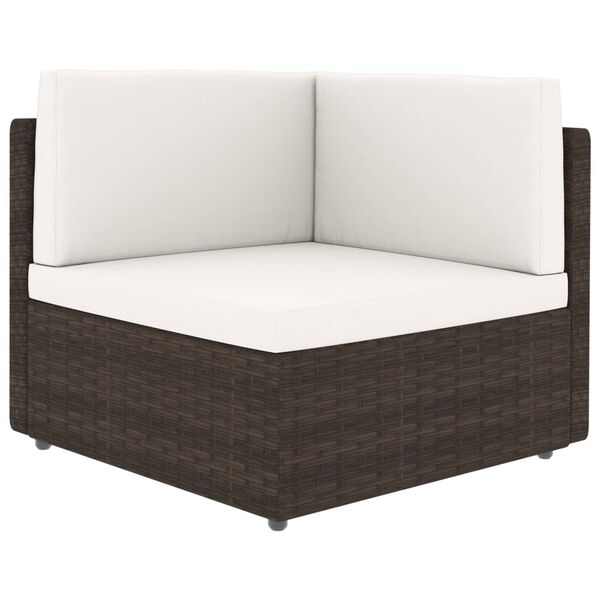 vidaXL Salon de jardin 5 pcs avec coussins Marron R&eacute;sine tress&eacute;e