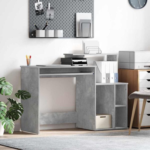 vidaXL Bureau Gris b&eacute;ton 120,5 x 44 x 88,5 cm Bois d'ing&eacute;nierie