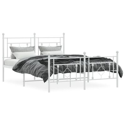 vidaXL Cadre de lit métal sans matelas et pied de lit blanc 140x200 cm