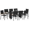 vidaXL Ensemble de salle &agrave; manger pour jardin 9 pcs Noir polyrotin