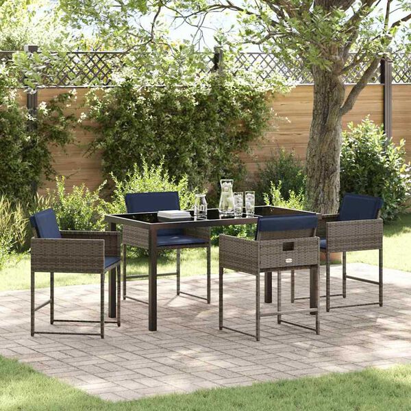 vidaXL Ensemble de salle &agrave; manger pour jardin 5 pcs Gris polyrotin