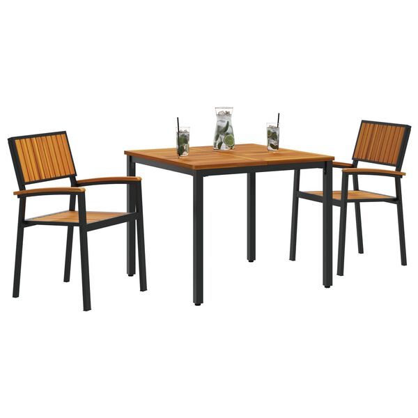 vidaXL Ensemble de salle à manger pour jardin 3 pcs Noir