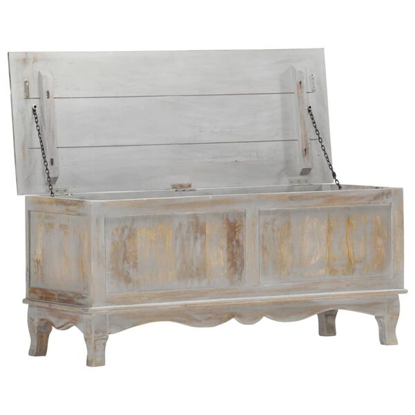 vidaXL Bo&icirc;te de rangement Gris 100x38x45 cm Bois de manguier solide