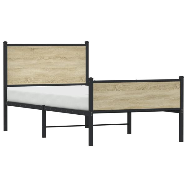 vidaXL Cadre de lit en métal sans matelas chêne sonoma 90x200 cm