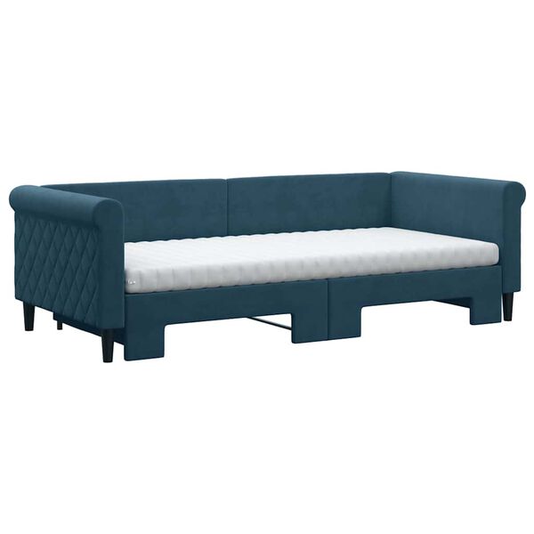 vidaXL Lit de jour avec lit gigogne et matelas bleu 90x200 cm velours