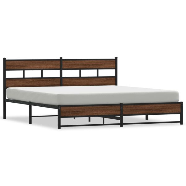 vidaXL Cadre de lit en m&eacute;tal sans matelas ch&ecirc;ne marron 200x200 cm