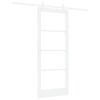 vidaXL Porte coulissante Blanc 83 x 202 cm Bois de pin massif et verre