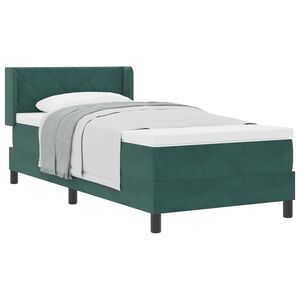 vidaXL Lit &agrave; ressorts avec matelas Vert fonc&eacute; 200 x 90 cm Polyester