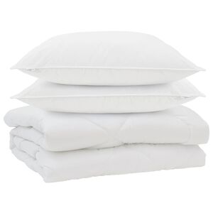 vidaXL Couette avec oreiller 3 pcs Blanc Microfibre