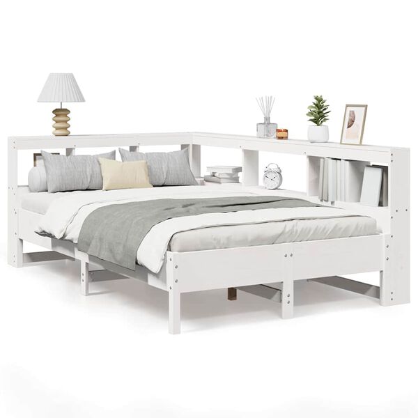 vidaXL Lit biblioth&egrave;que sans matelas blanc 120x200 cm bois pin massif