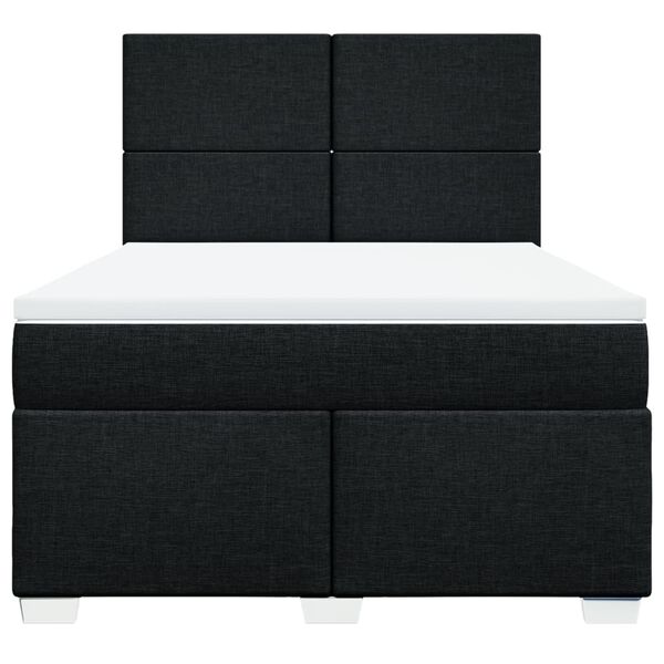 vidaXL Sommier &agrave; lattes de lit avec matelas Noir 140x190 cm Tissu