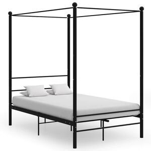 vidaXL Cadre de lit &agrave; baldaquin sans matelas noir m&eacute;tal 120x200 cm