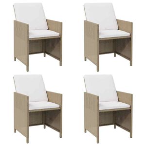 vidaXL Chaises de jardin avec coussins lot de 4 R&eacute;sine tress&eacute;e Beige