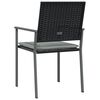 vidaXL Chaises de jardin et coussins lot de 6 noir 54x62,5x89 cm rotin
