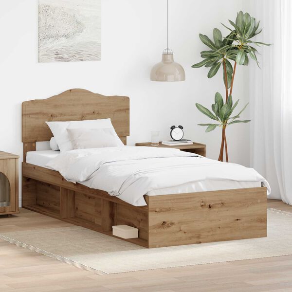 vidaXL Cadre de lit Ch&ecirc;ne artisan 100 x 200 cm Bois de pin massif