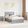 vidaXL Cadre de lit Gris Sonoma 120 x 200 cm Pin massif