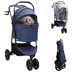 vidaXL Poussette Pliante pour Animaux Réglable Bleu 78 x 54 x 101 cm