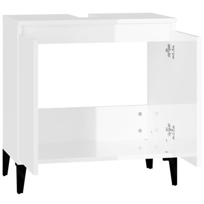 vidaXL Meuble d'évier blanc brillant 58x33x60 cm bois d'ingénierie