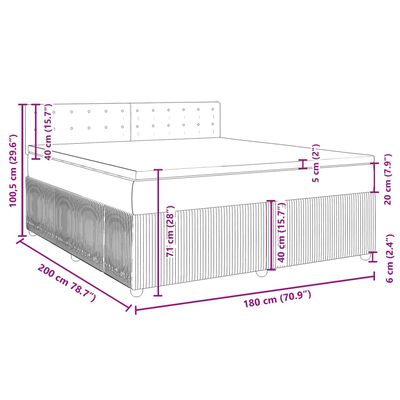 vidaXL Sommier à lattes de lit et matelas Gris clair 180x200cm Velours