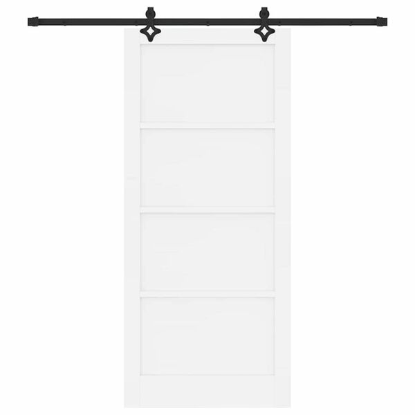 vidaXL Porte coulissante Blanc et Noir 93 x 211 cm Pin massif