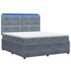 vidaXL Lit boxspring LED avec matelas Gris fonc&eacute; 160 x 200 cm Velours