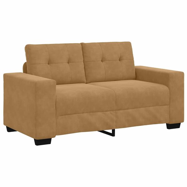 vidaXL | Canap&eacute; deux places | avec coussin Marron Velours