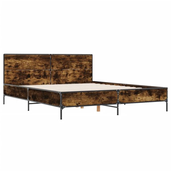 vidaXL Cadre de lit sans matelas ch&ecirc;ne fum&eacute; 140x190 cm