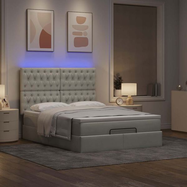 vidaXL Cadre de lit ottoman et matelas gris clair 140x190 velours