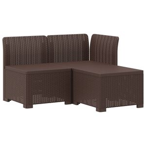 vidaXL Canap&eacute; de Jardin 3 Places Aspect Rattan PP Marron