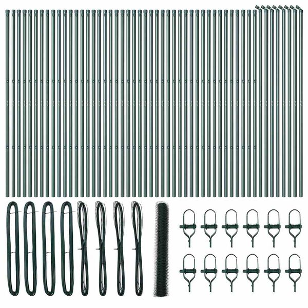 vidaXL Clôture avec poteaux Vert 1 x 100 m Acier recouvert de PVC