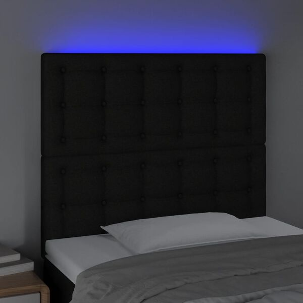 vidaXL T&ecirc;te de lit &agrave; LED Noir 80x5x118/128 cm Tissu
