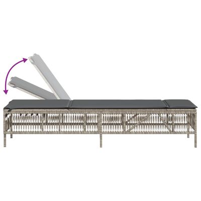 vidaXL Chaises longues avec coussins lot de 2 gris résine tressée