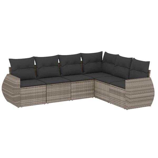 vidaXL Salon de jardin 6 pcs avec coussins gris clair r&eacute;sine tress&eacute;e