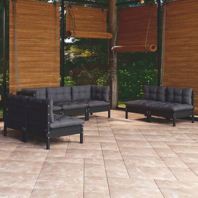 vidaXL Salon de jardin 7 pcs avec coussins Bois de pin massif