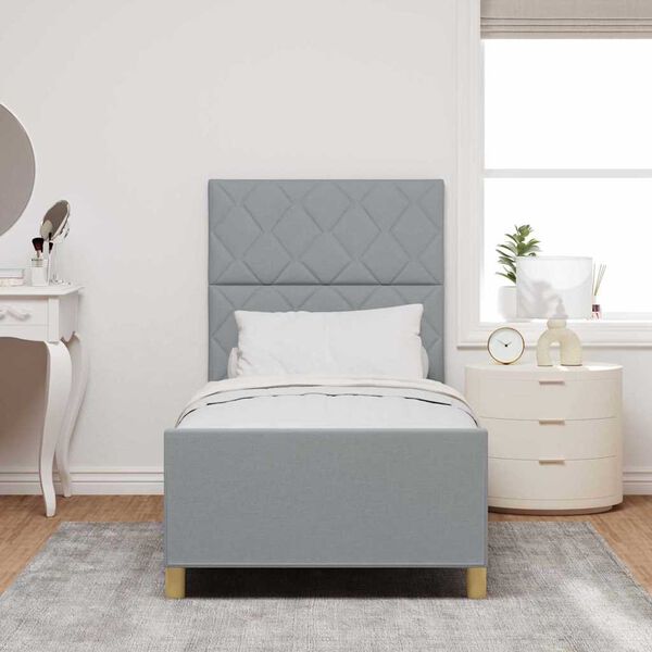 vidaXL Cadre de lit avec t&ecirc;te de lit Gris clair 100 x 200 cm tissu