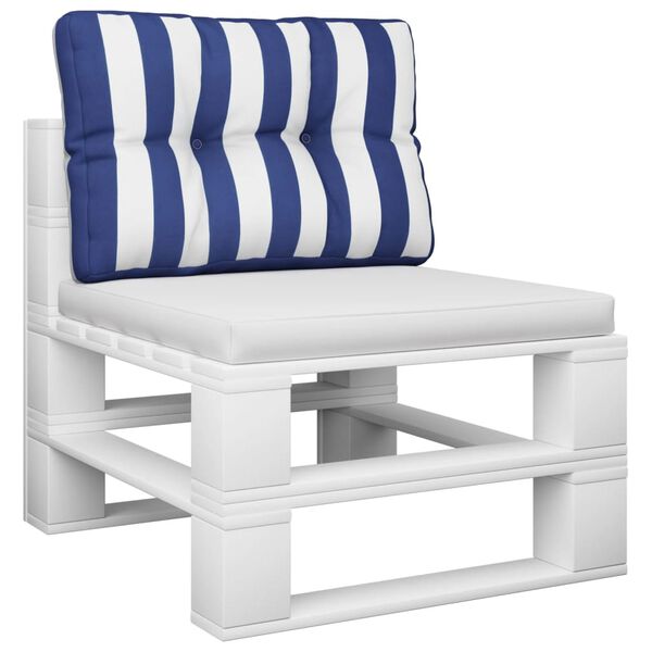 vidaXL Coussin de palette rayures bleues et blanches 50x40x12 cm tissu