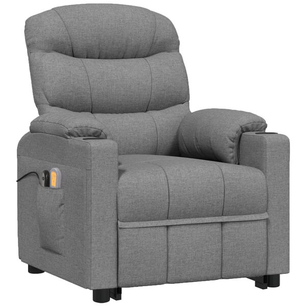 vidaXL Fauteuil de massage inclinable Gris clair Tissu