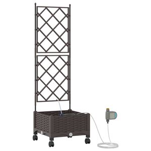 vidaXL Porte-plante de jardin avec irrigation et roues Marron PP