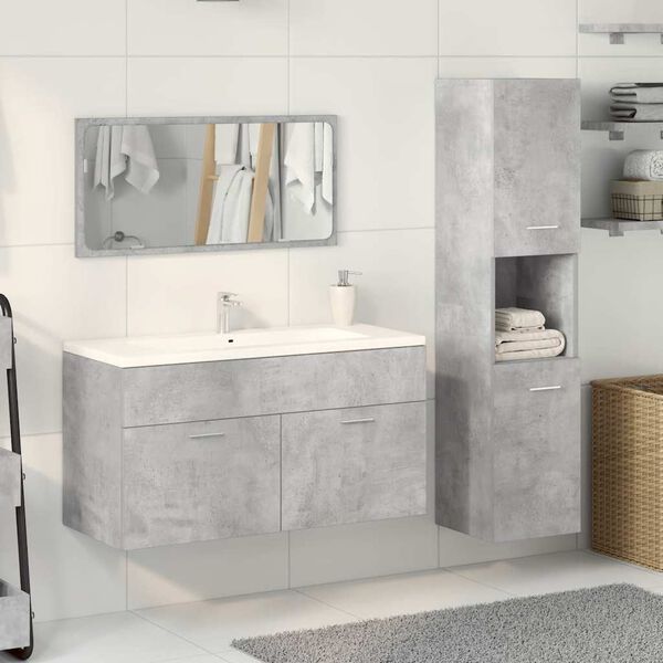 vidaXL Ensemble de meubles de salle de bain 3 pcs gris b&eacute;ton