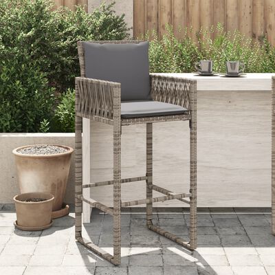 vidaXL Tabourets de bar jardin coussins lot de 2 gris résine tressée