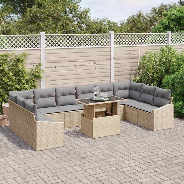 vidaXL Ensemble de canap&eacute; de jardin 11 pcs beige et gris clair