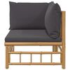 vidaXL Canap&eacute; d'angle de jardin avec coussins gris fonc&eacute; bambou