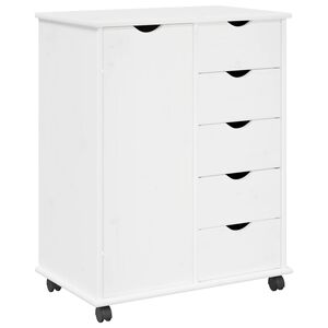 vidaXL Cabinet roulant 63,5 x 39 x 79 cm Bois de Pin Massif Blanc