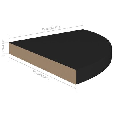 vidaXL Étagères d'angle flottantes 4 pcs noir 35x35x3,8 cm MDF