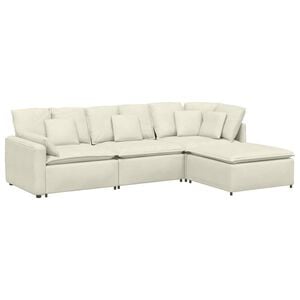 vidaXL Canap&eacute; modulaire et repose-pieds et coussins velours gris fonc&eacute;